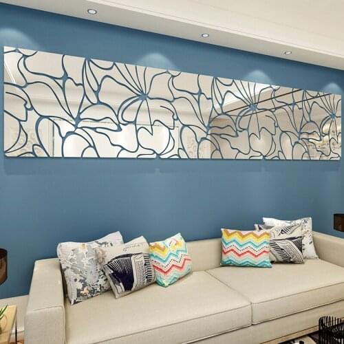 Home decor Artistic pattern Acrylic 3D Wall Stickers For Living room Mirror Flower Bedroom Self paste sticker Hot sale
