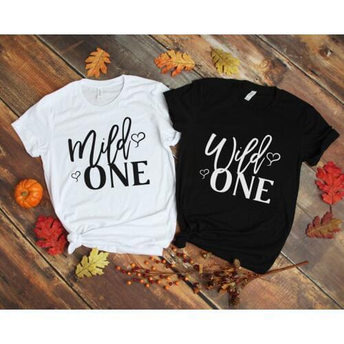 Skuggnas Mild one Wild One T-shirt Best Friend Shirts Matching Best Friend Couples t shirts Short Sleeve Fashion bff Clothing
