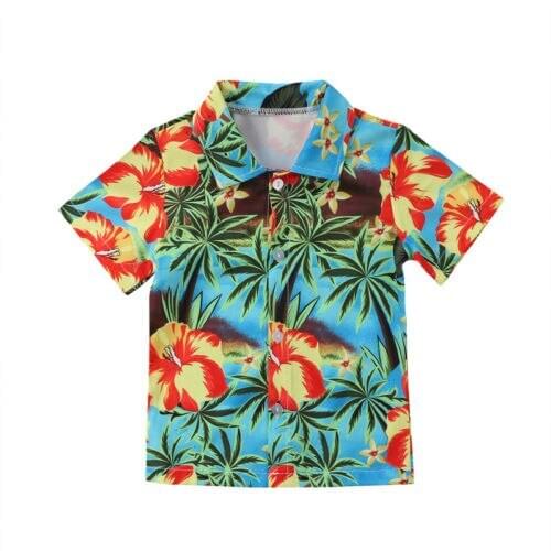 Toddler Baby Boy Hawaii Tops Summer Shirt Tropical landscape Pattern Tops Casual 0-5Y