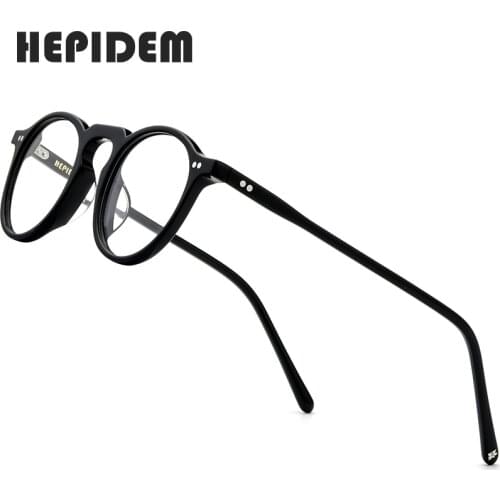 HEPIDEM Acetate Optical Glasses Frame for Women Small Face Vintage Round Eyeglasses Nerd Prescription Spectacles Eyewear 9130