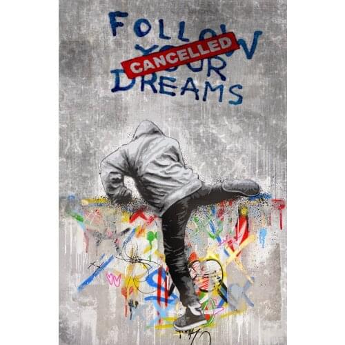 Follow Your Dream Canvas Art Poster and Print Street Art Canvas Painting Banksy Graffiti Art on The Wall Decor Pictures Unframed