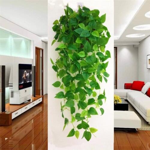 Fake Plant Radish Green Leaves Wall Decoration With Basket Artificial Rattan