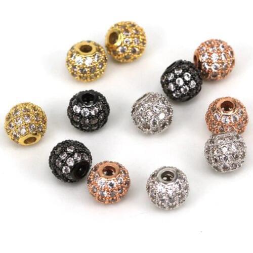 6mm Round ball bead Micro Paved Beads,Clear Cubic Zircon CZ beads Unisex Bracelet Charms Spacers Clear Stone Beads