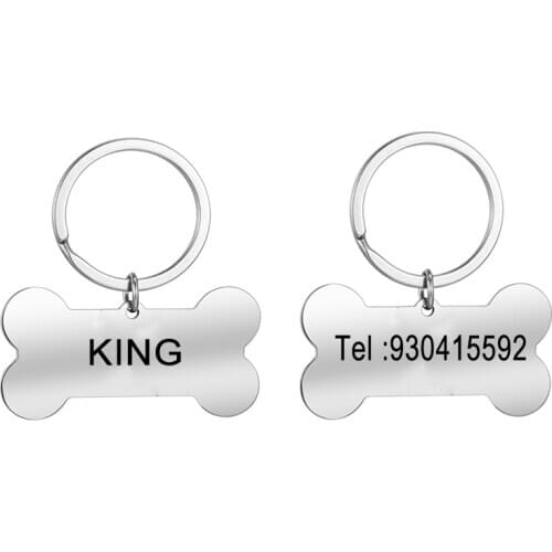 Lemegeton Personalized Pet ID Tag Custom Name Pendant Engraved Dog Number Address ID Keyring Collar Puppy Bone Pet Accessories