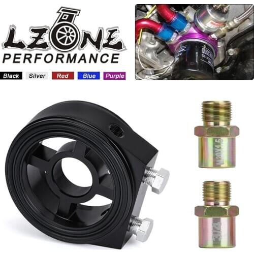 LZONE - M20X1.5 3/4-16 1/8 NPT Aluminum Racing Oil Pressure Gauge Oil Filter Cooler Sandwich Plate Adapter JR6722
