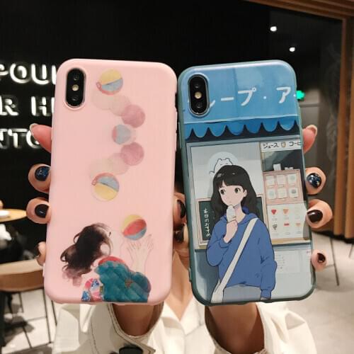 Kawaii anime illustration beauty girls Phone Case For iphone 11 pro XS Max XR X Cases For Coque iPhone 6 6s 7 8 Plus Fundas Capa