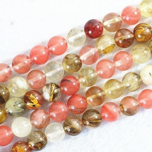 Fashion Watermelon Tourmaline Stone 4mm 6mm 8mm 10mm 12mm 14mm Round Loose Beads Diy Jewelry Making 15" B491