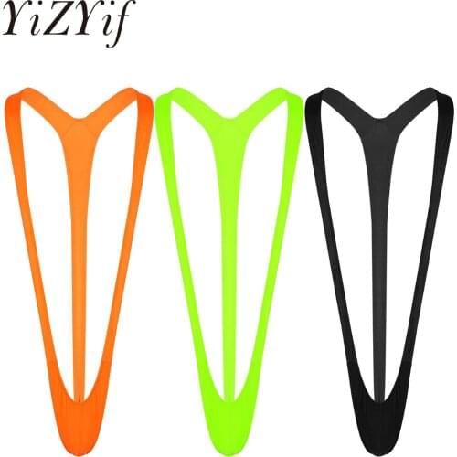 YiZYiF Fluoro Sexy Men Mankini Thong Stretch Gay Underwear Sissy Thongs G String Jockstrap Bodysuit Gay Borat Seamless Swimwear