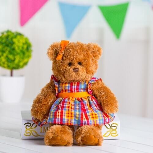 Stuffed Toy Baby Brown Teddy Bear in Skirt, 12"