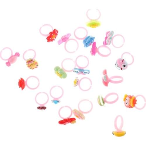 10pcs/lot Childrens Cartoon Rings Candy Flower Animal Bow Shape Ring Set Mix Finger Jewellery Rings Kid Girls Toys