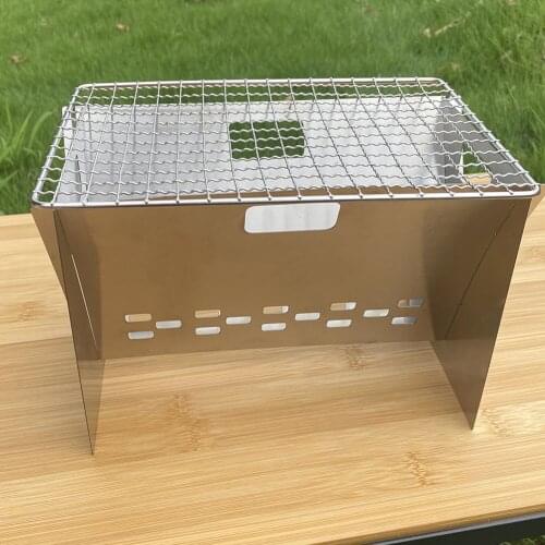 Outdoor Portable BBQ Grills Stainless Steel Small Charcoal Barbecue Wood Stove for Picnic Barbeque Backpacking