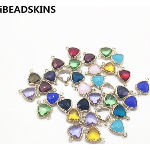 New arrival! 21X14mm 50pcs Copper/Glass Faceted Triangle Shape Connectors for Necklace Earrings parts,hand Made Jewelry DIY