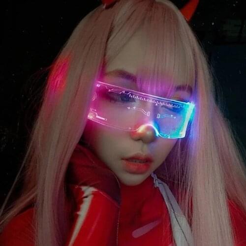 LED Luminous Sunglasses Vintage Punk Goggles Men Women Fashion Party Christmas Colorful Light Up Glasses Shades UV400