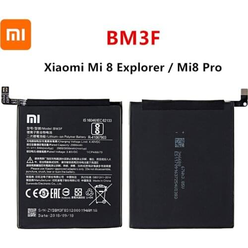 Xiao mi 100% Orginal BM3F 3000mAh Battery For Xiaomi 8 Mi 8 Explorer / Mi8 Pro BM3F High Quality Phone Replacement Batteries