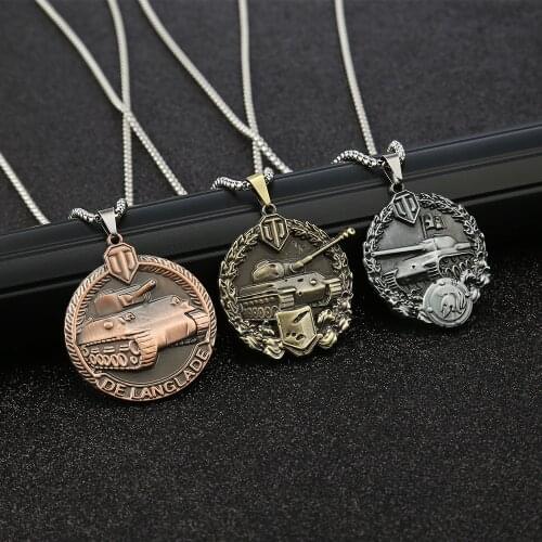 Game jewely World of Tanks necklace black rope letter logo pendant necklace Game collar Jewelry Accessories