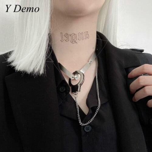 Punk New Handcuff Chain Necklace Casual Rock Silver Unisex Choker