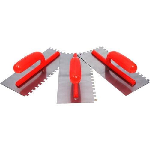 8x8mm / 6x6mm Stainless Steel Plaster Finishing Trowel with Square Notch Anti-slip Plastic Handle Tile Scraper Building Tool