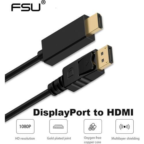 DisplayPort to HDMI Cable 1080P 60Hz 1.8m Male to Male Display Port DP to HDMI Cable Adapter for PC Laptop Monitor TV Projector