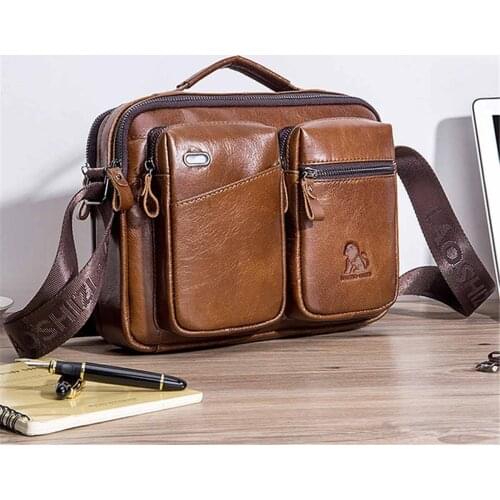 Genuine Leather Men Handbags Briefcase Casual Leather Laptop Bags Male Business Travel Messenger Bags Mens Crossbody Bag Gift