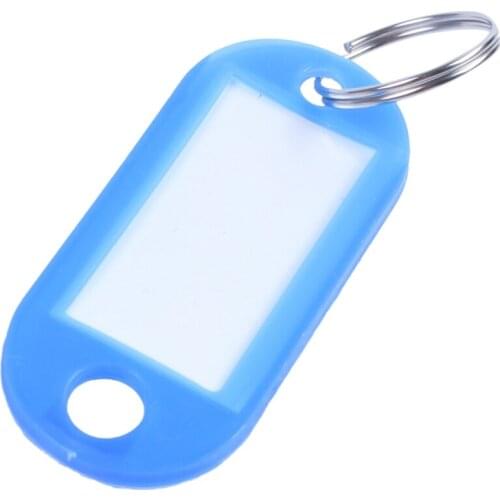 Promotion! 20 Pcs Key ID Label Tags Split Ring Keyring Keychain Blue