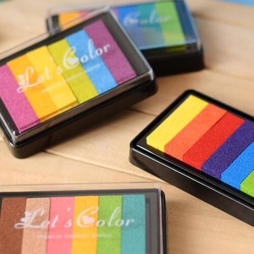 Rainbow Multicolor Ink Pad Oil Based for stamp Scrapbook Photo Album DIY Craft K5DB