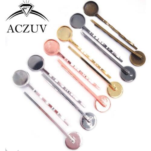 Silver/Gold/Bronze/Gunmetal/Rhoidum/Rose Gold Copper Hairpin Hair Clips Hairpin Base Setting Cabochon Cameo Findings Accessories