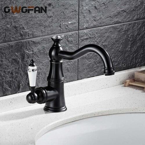 Basin Faucets Modern ORB Deck Mounted Bathroom Mixer Faucets Brass Finish With Diamond High Bathroom Sink Faucet S79-358