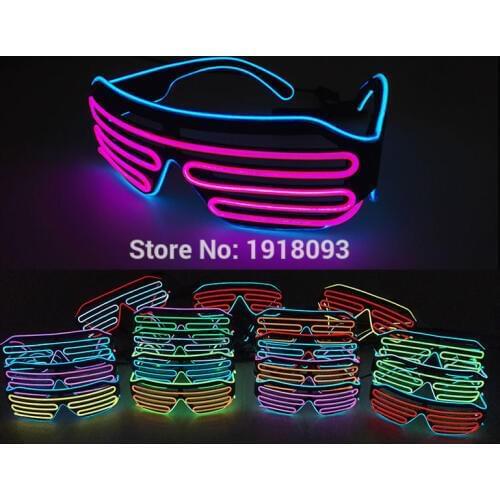 17 Style DC-3V Flashing 2 COLOR Mixed Light up EL wire Shutter Glasses Neon LED Glasses Novelty Lighting For Club Festival Party