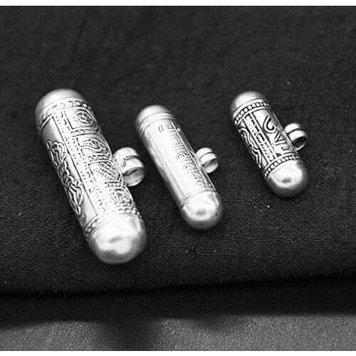 T9040 Tibetan Prayer Box Charms Lovely Mini Cylinder Amulets Lockets OM Buddha Eye Dorje GAU 925 Silver