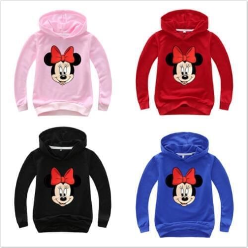 Spring Children Sweatshirts Cartoon Minnie Mouse Print Long Sleeve T Shirts For Boy Girl Kids Hoodies Clothing Top 2-15 Years