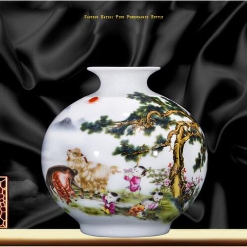 High Quality Jingdezhen Round Flower paint Porcelain Vases Fine Bone China Vase Peony Decorated Ceramic Vase