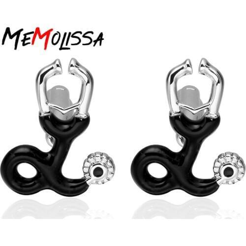 MeMolissa Shirt cuff buttons medical stethoscope Cufflinks Cuff Links art menswear brand high quality laser metal jewelry