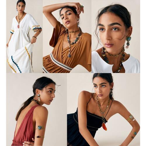 PPG&PGG Bohemia Za Long Resin Drop Earrings For Women Vintage Maxi Statement Pendant Earrings Charm Female Wedding Bijoux