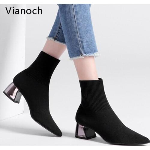2021 New Fashion Women Sock Boots High Heels Knitted Shoes Elastic Strechy Heel Woman Size 40 wo19081