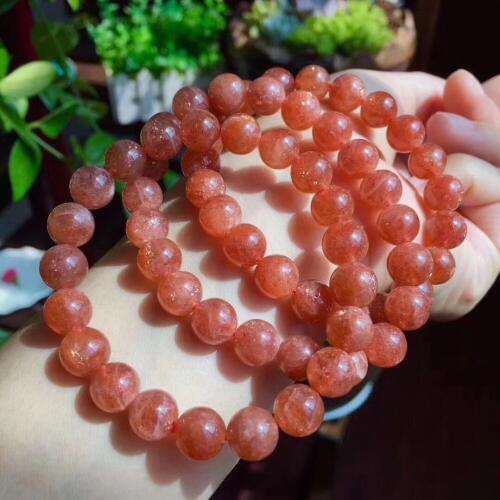 Natural gold strawberry crystal bracelet womens single circle gold yellow crystal bracelet jewelry gift shiny fashion girls