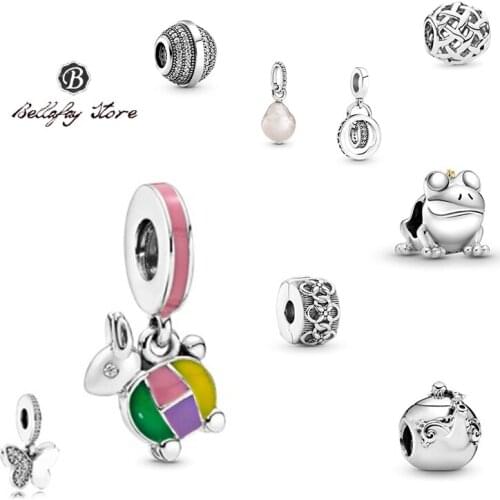 Real 925 Sterling Silver Rabbit Pendant Frog Bracelets Beads For Women Original DIY Jewelry Making Decoration Butterfly Charm