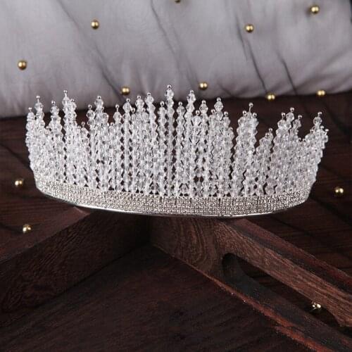 2021 Fashion New Bridal Headdress Crown Handmade Crystal Tiara Silver Hairband for women Wedding Accessories Hair Jewelry