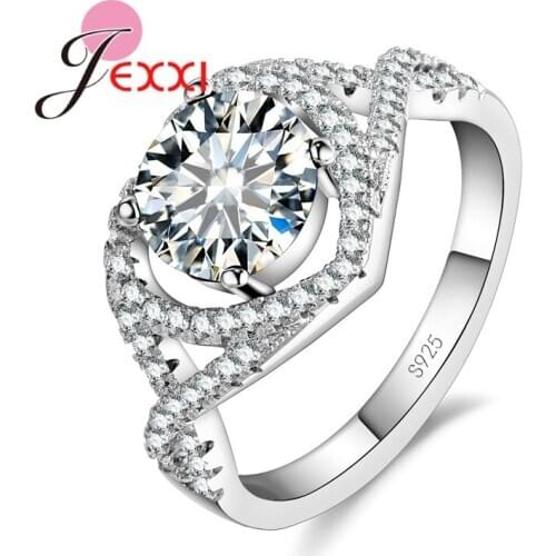 925 Sterling Silver Jewelry Engagement Heart Rings for Women CZ Zircon Cross Finger Ring Top Quality