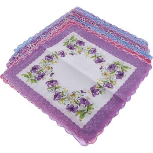 15x Retro Handkerchiefs Cotton Colored Flower Hankies Hanky Kerchiefs Towel