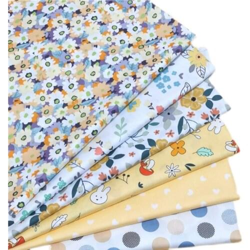 160x50cm Yellow Flower Twill Cotton Sewing Fabric Making Handmade Bedding Baby Quilt Cover Skirt Lining Cloth