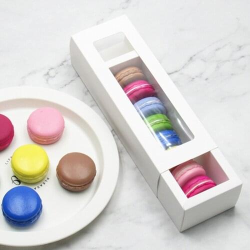 2Pcs Macaron Box Kraft Paper Cake Dessert Packaging Boxes Baking DIY Handmade Macaron Gift Translucent Visible Packaged Birthday