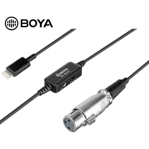 BOYA BY-BCA7 XLR to Lightning Adapter Cable 3 Position Pad for iPhone 11 Pro iPad iPod Touch iOS Devices Microphone Accessories