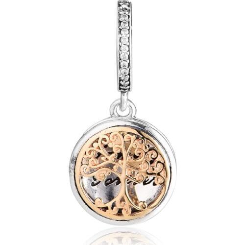 CKK Fit Pandora Bracelets 14K Real Gold Family Roots Charms 925 Original Sterling Silver Charm Beads for Jewelry Making Bead