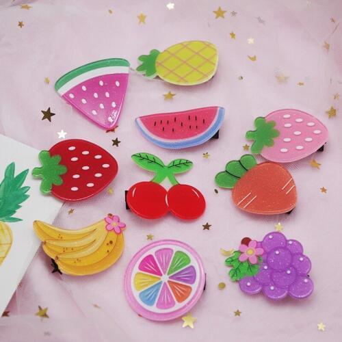 2 PCS New Cute Grape Strawberry Baby Headdress Girls Hairpins Kids Hair Clips Children Hair Accessories