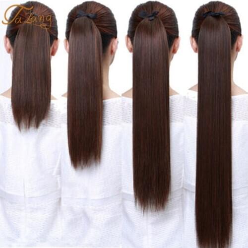 TALANG Long Straight Ponytail Hairpiece 85cm Female Clip Hair Tail False Hair With Hairpins Synthetic Hair Extensions