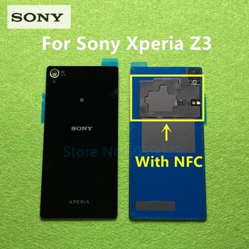 For Sony Xperia Z3 L55T D6603 D6643 D6653 D6633 Battery door Back cover Housing Rear Glass panel Case With NFC