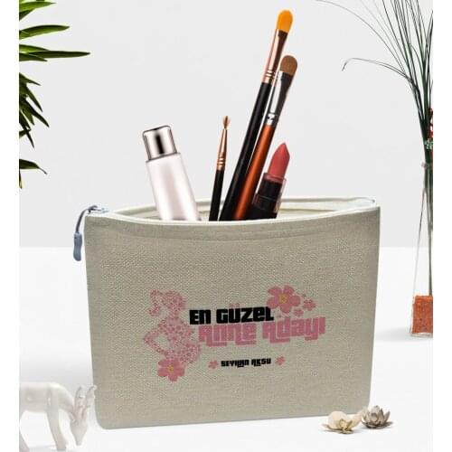 Personalized Custom Best Nice Expectant Mother Linen Makeup Bag-3