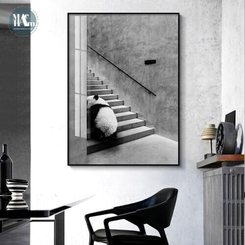 Nordic Black and white animal panda zebra corridor Picture Wall Poster Modern Style Canvas Print Painting Art Living Room Decor