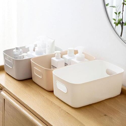 Storage Basket With Handle Cosmetic Storage Box Desktop Sundries Plastic Organizer Household Makeup Kitchen Storage Container
