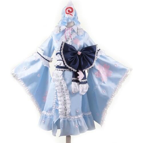 Anime Touhou Project Saigyouji Yuyuko Cosplay Costume 11